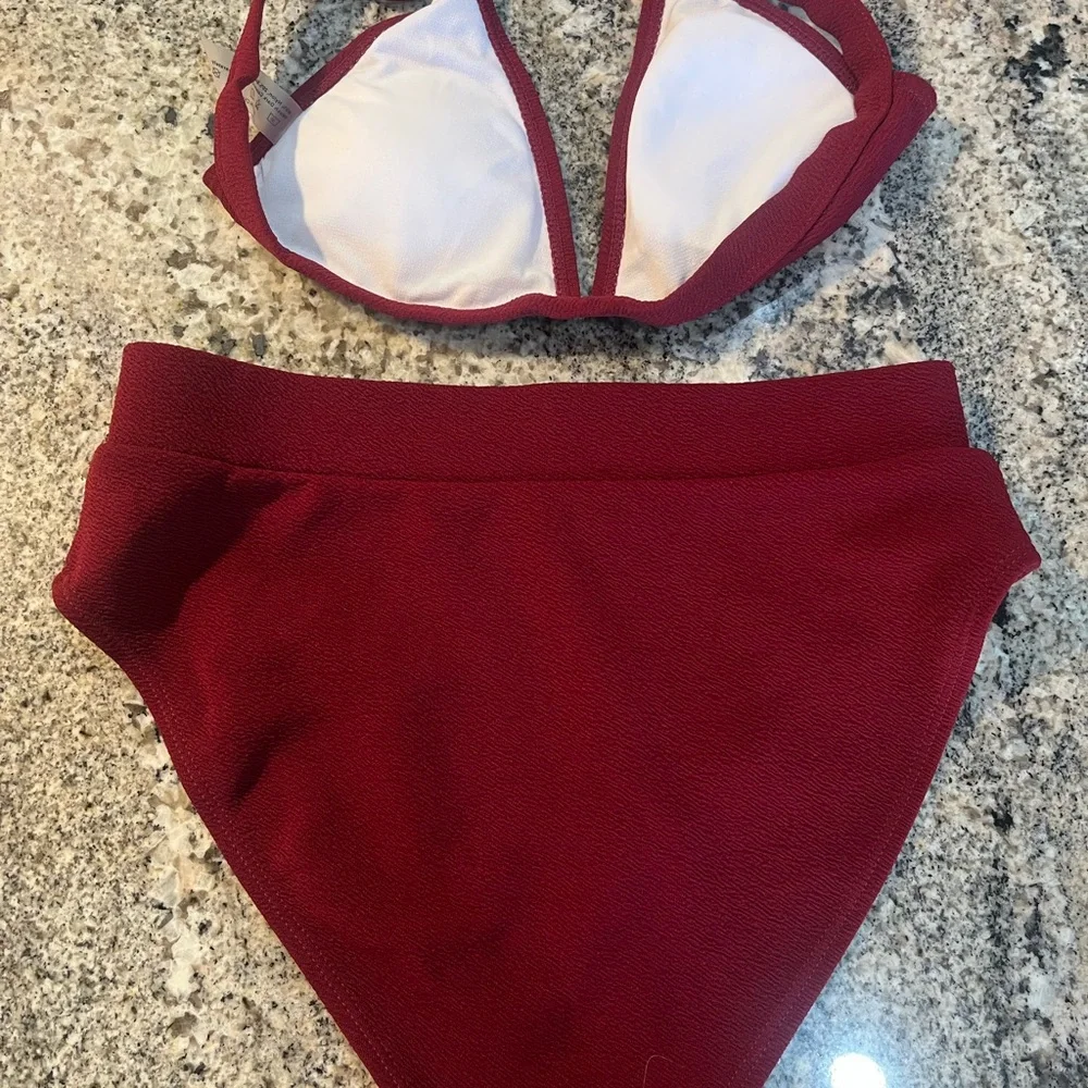 #342 No Boundaries Light Blue and Burgundy Bikini Set. Two for the price of one - Picture 7 of 9